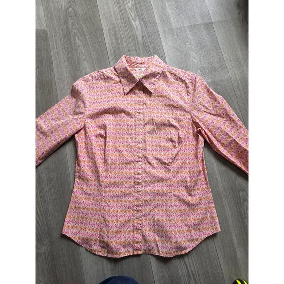 Talbots Womens Stretch Floral Button-Up Shirt S Pink & Yellow Long Sleeve - Picture 5 of 7